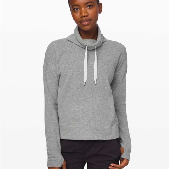 lululemon athletica Tops - Lululemon Go Forward Fleece Cowl Neck Pullover in Heathered Core Light Grey